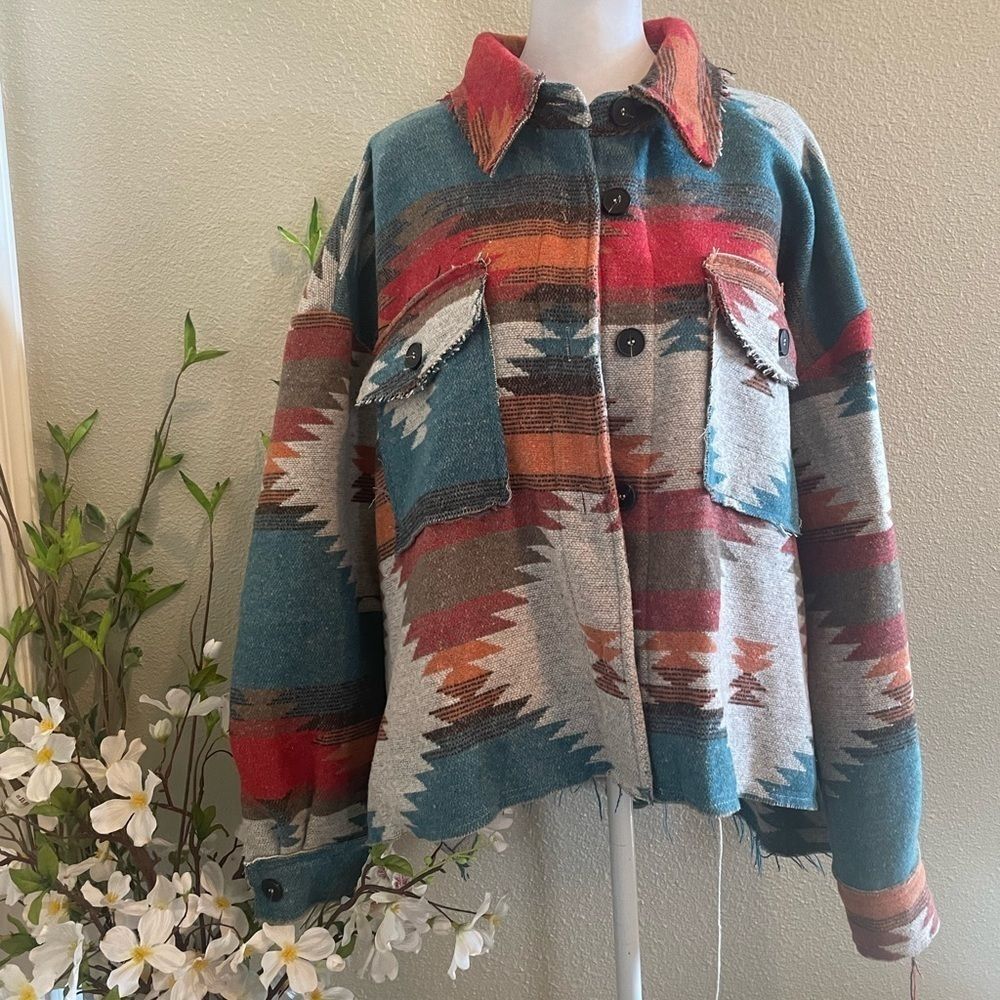 La Miel Aztec Rust Jacket - Size L